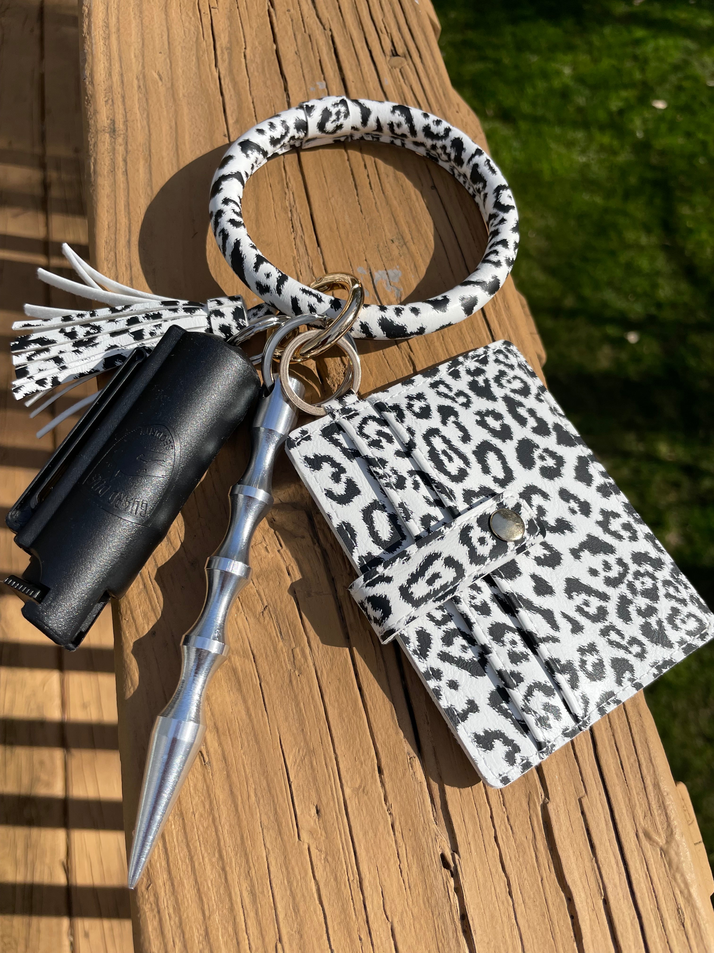 White Leopard Bracelet Safety Wallet